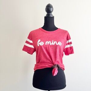 Women's  Graphic Tee Be Mine Football T-Shirt – Red vintage valentines